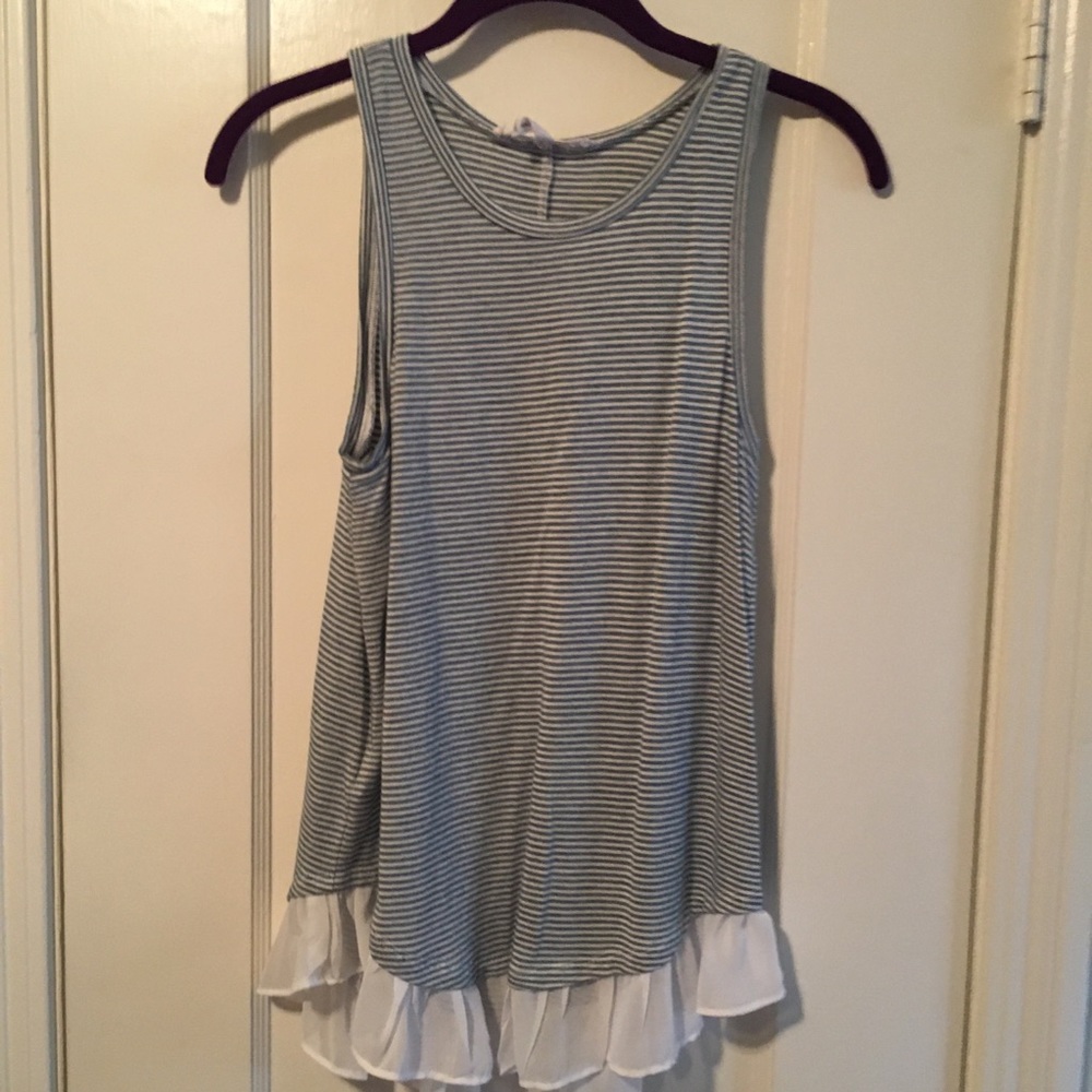 Striped Ruffle Tank